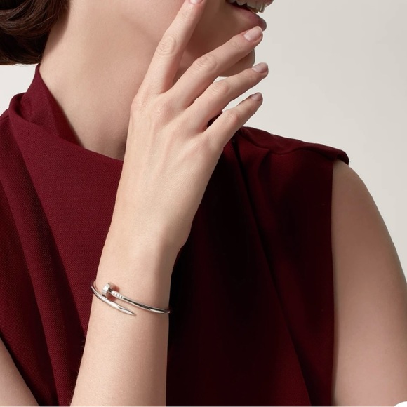 Nail Cuff Bangle Bracelet in Silver - Picture 6 of 8